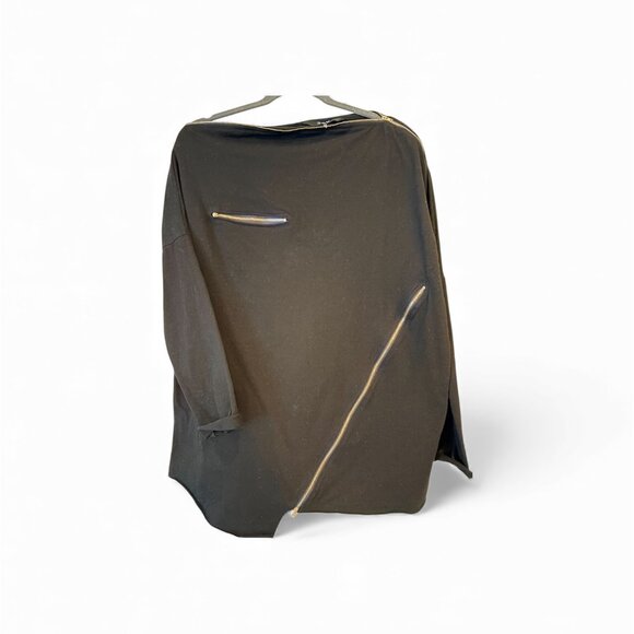 TOV Los Angeles Black Asymmetrical Zip Detail Top, Size 44 - Picture 2 of 4